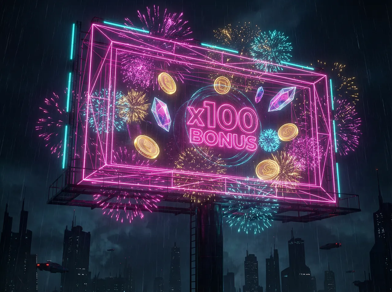 炸金花 首充狂欢夜霓虹线框广告牌