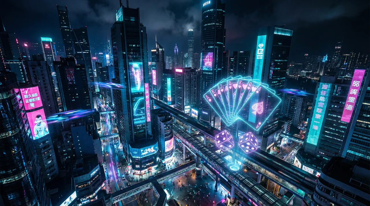 炸金花 赛博朋克不夜城全景 - 霓虹线框娱乐矩阵